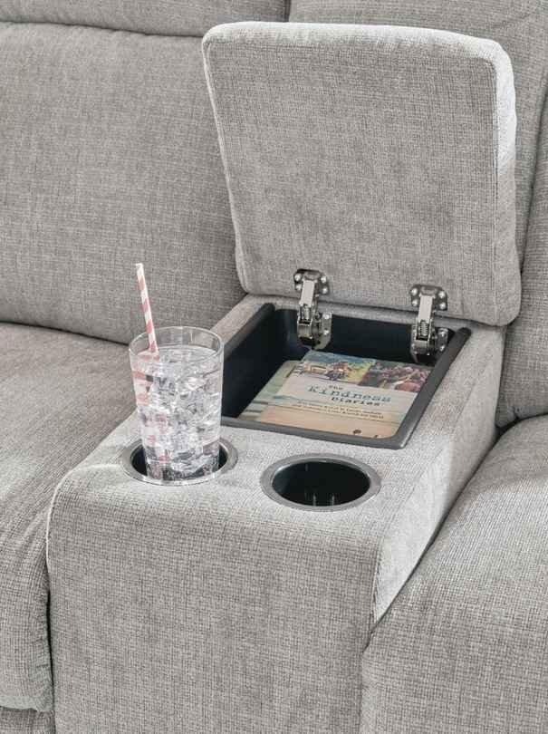 Barnsana Power Reclining Loveseat with Console ( Ash ) - Image 4
