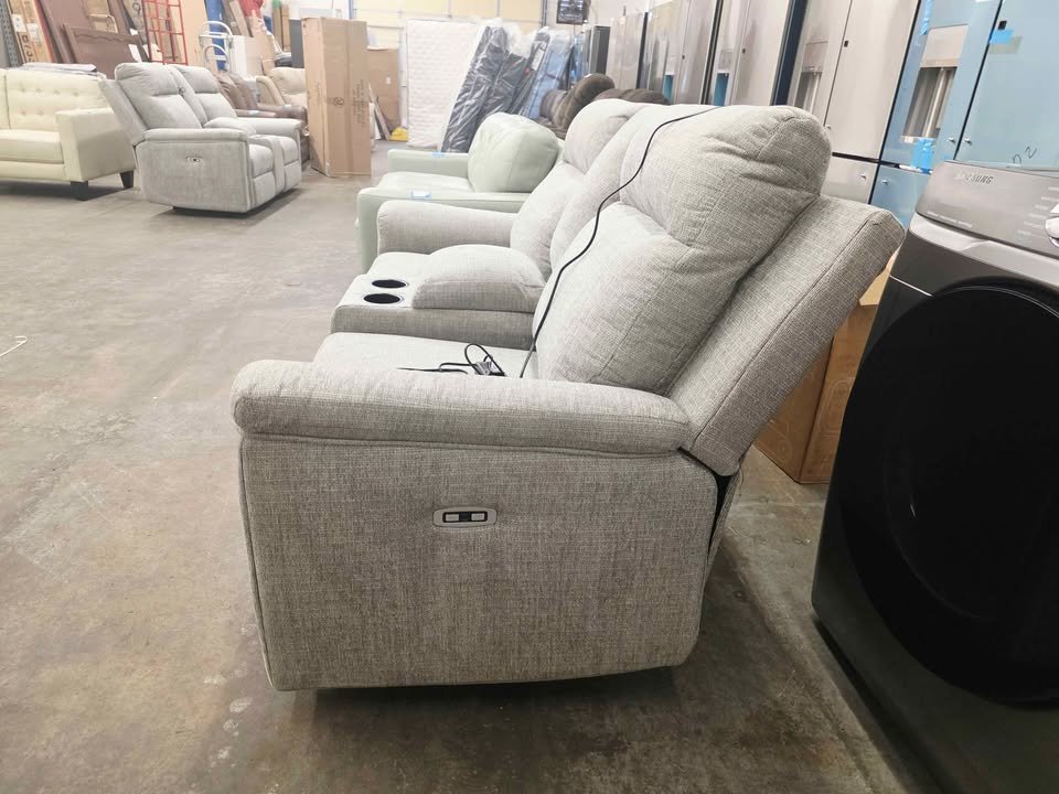 Barnsana Power Reclining Loveseat with Console ( Ash ) - Image 9