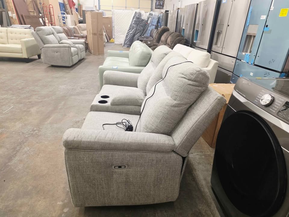 Barnsana Power Reclining Loveseat with Console ( Ash ) - Image 10