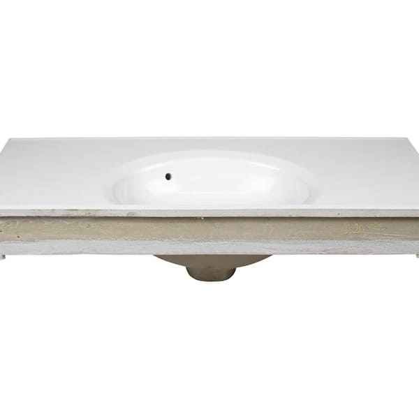 37 in. W x 19 in. D Cultured Marble Vanity Top in Solid White with Solid White Basin - Image 3