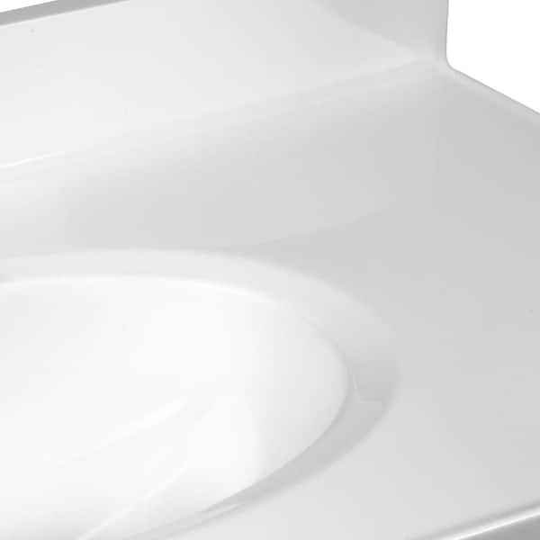 37 in. W x 19 in. D Cultured Marble Vanity Top in Solid White with Solid White Basin - Image 4