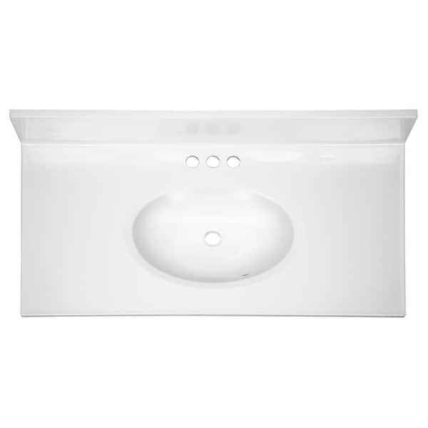 37 in. W x 19 in. D Cultured Marble Vanity Top in Solid White with Solid White Basin - Image 5