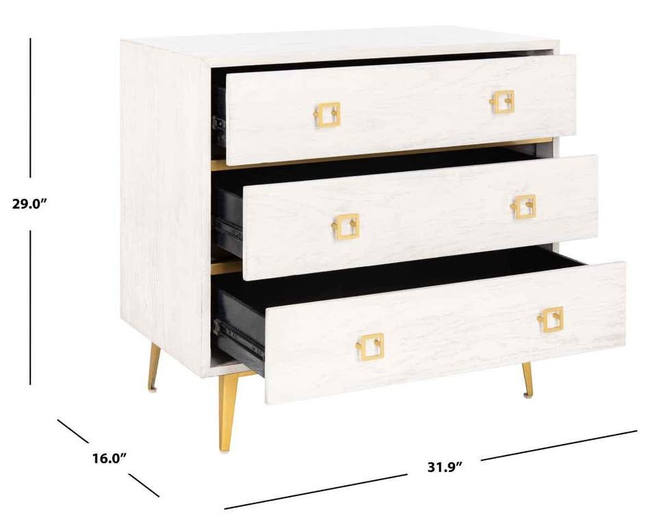 Safavieh Katia 3 Drawer Chest - White Wash/Gold - Image 6