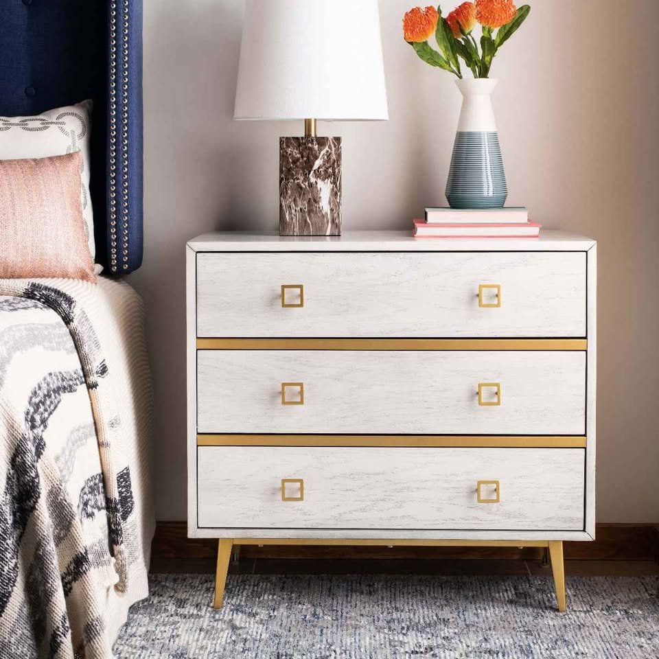Safavieh Katia 3 Drawer Chest - White Wash/Gold - Image 7