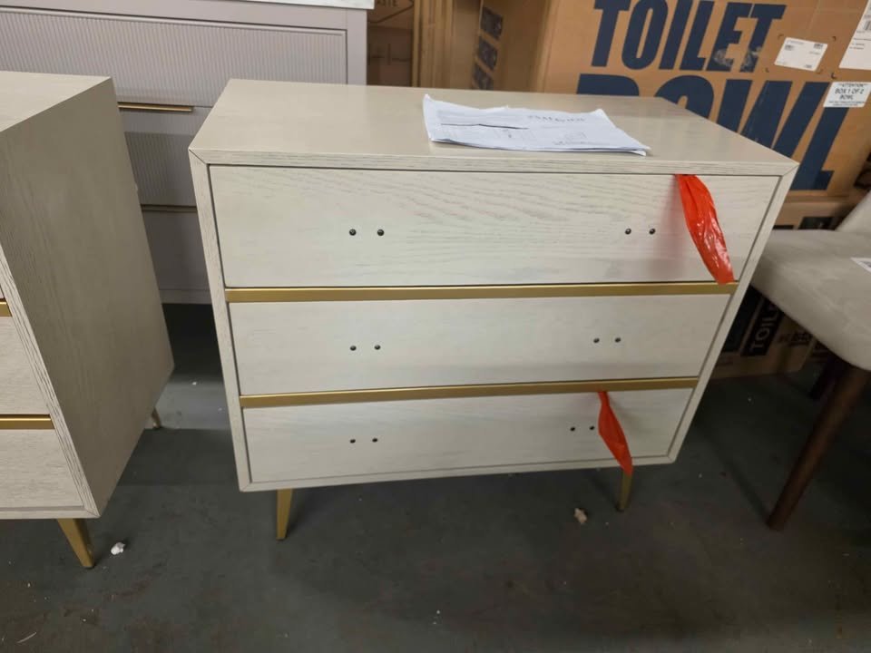 Safavieh Katia 3 Drawer Chest - White Wash/Gold - Image 9