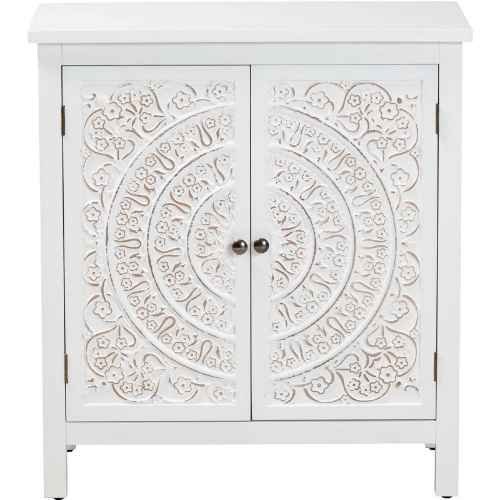 Yelena 2 Door Storage Cabinet in White Finish Wood - Image 3