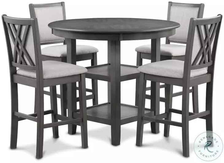 New Classic Furniture Amy Gray 5pc Counter Height Set - Image 3