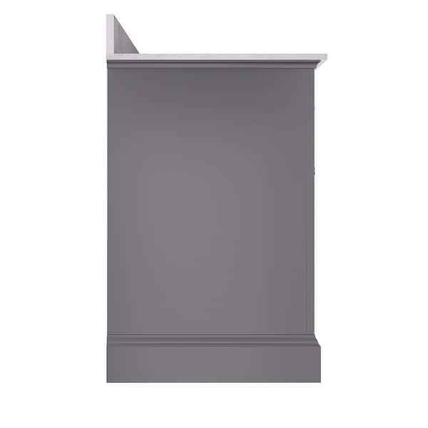 36" Single Sink Light Gray Wood Bath Vanity with White Engineered Marble Top (Chipped in Pictures) - Image 3