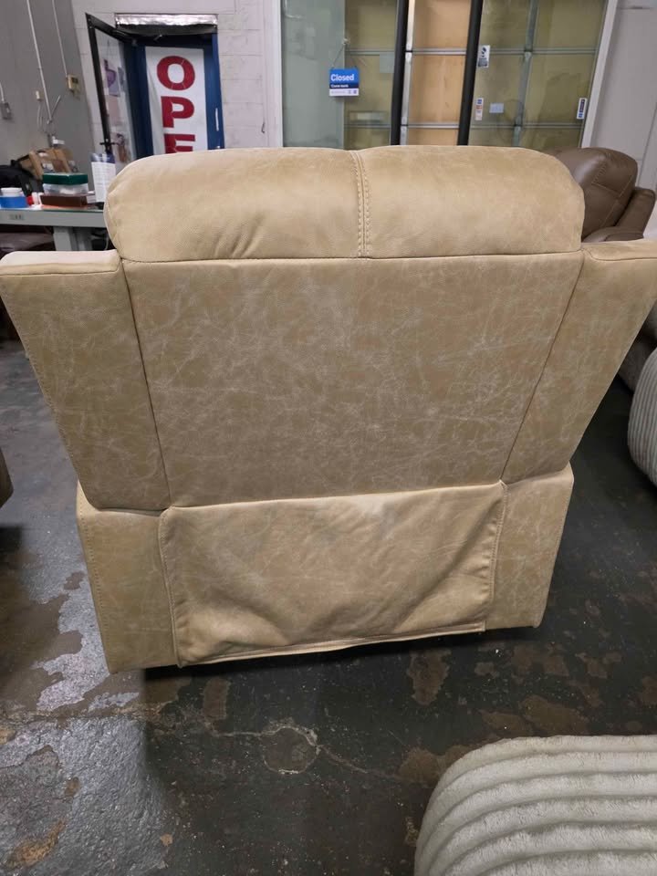 Ebello 37" Wide Modern Vegan Leather Manual Recliner Chair with Built - in Cup Holder - Beige - Image 5
