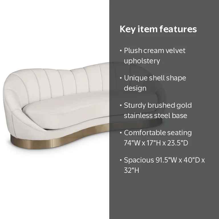 Meridian Furniture Shelly 90" Velvet Curved Sofa - Image 2