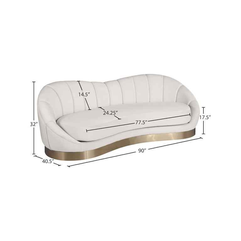 Meridian Furniture Shelly 90" Velvet Curved Sofa - Image 3