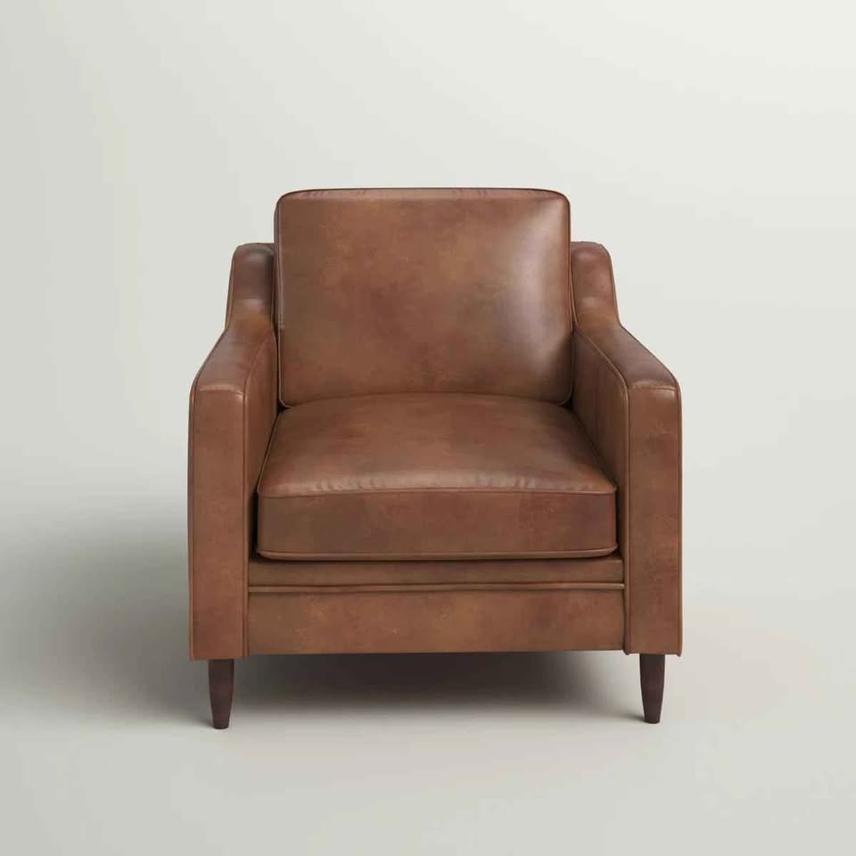 Leyla Genuine Leather Square Arm Accent Chair - Image 2