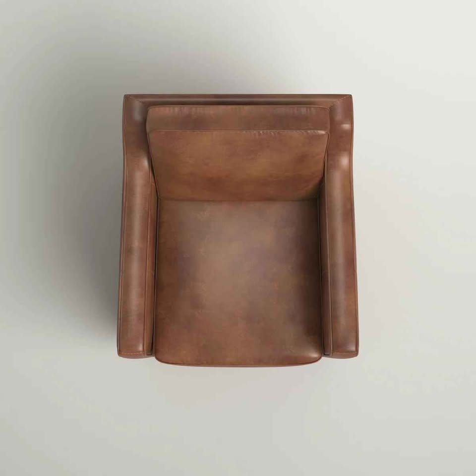 Leyla Genuine Leather Square Arm Accent Chair - Image 3