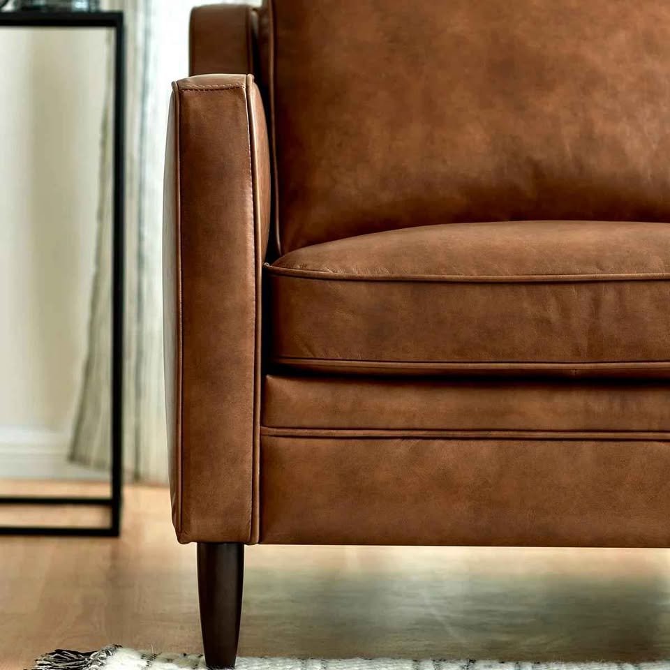 Leyla Genuine Leather Square Arm Accent Chair - Image 4