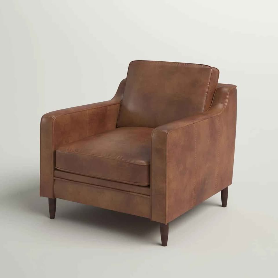 Leyla Genuine Leather Square Arm Accent Chair - Image 5