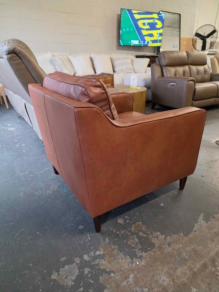 Leyla Genuine Leather Square Arm Accent Chair - Image 9