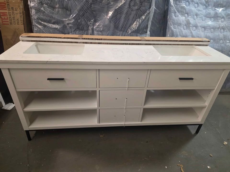 Adaire 72'' Double Bathroom Vanity White - Image 3