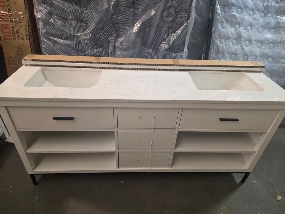 Adaire 72'' Double Bathroom Vanity White - Image 4