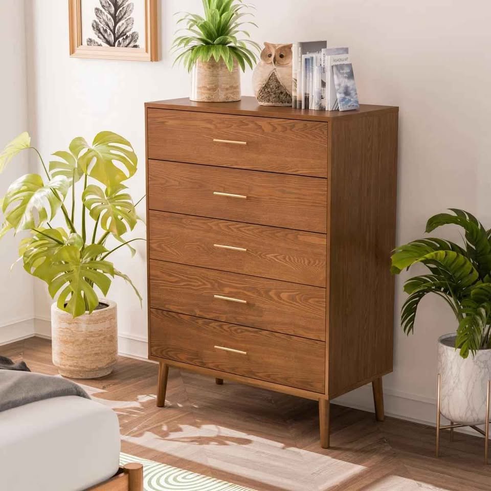 Nevio 47.5"H 5-Drawer Wood Chest with Tapered Legs - Image 9