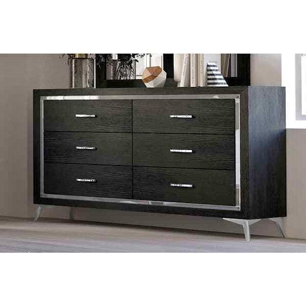 New Classic Furniture Huxley Black 6-drawer 58 in. Wood Dresser