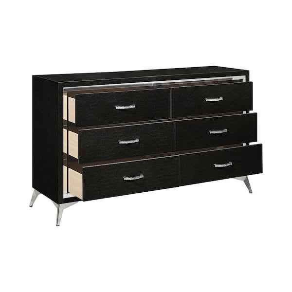 New Classic Furniture Huxley Black 6-drawer 58 in. Wood Dresser - Image 4