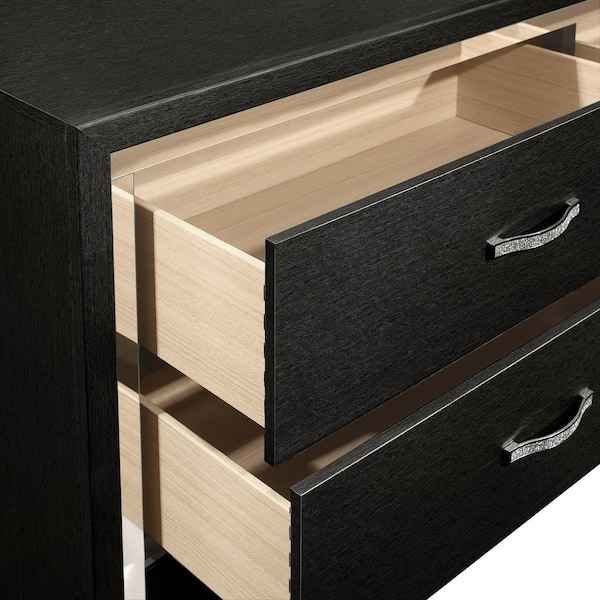 New Classic Furniture Huxley Black 6-drawer 58 in. Wood Dresser - Image 6