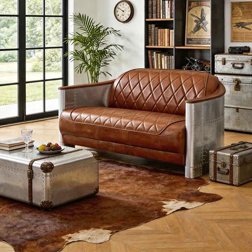 Paynesville Industrial Retro Diamond-Tufted Top Grain Antiqued Leather Loveseat ( Retails $1600.00 )