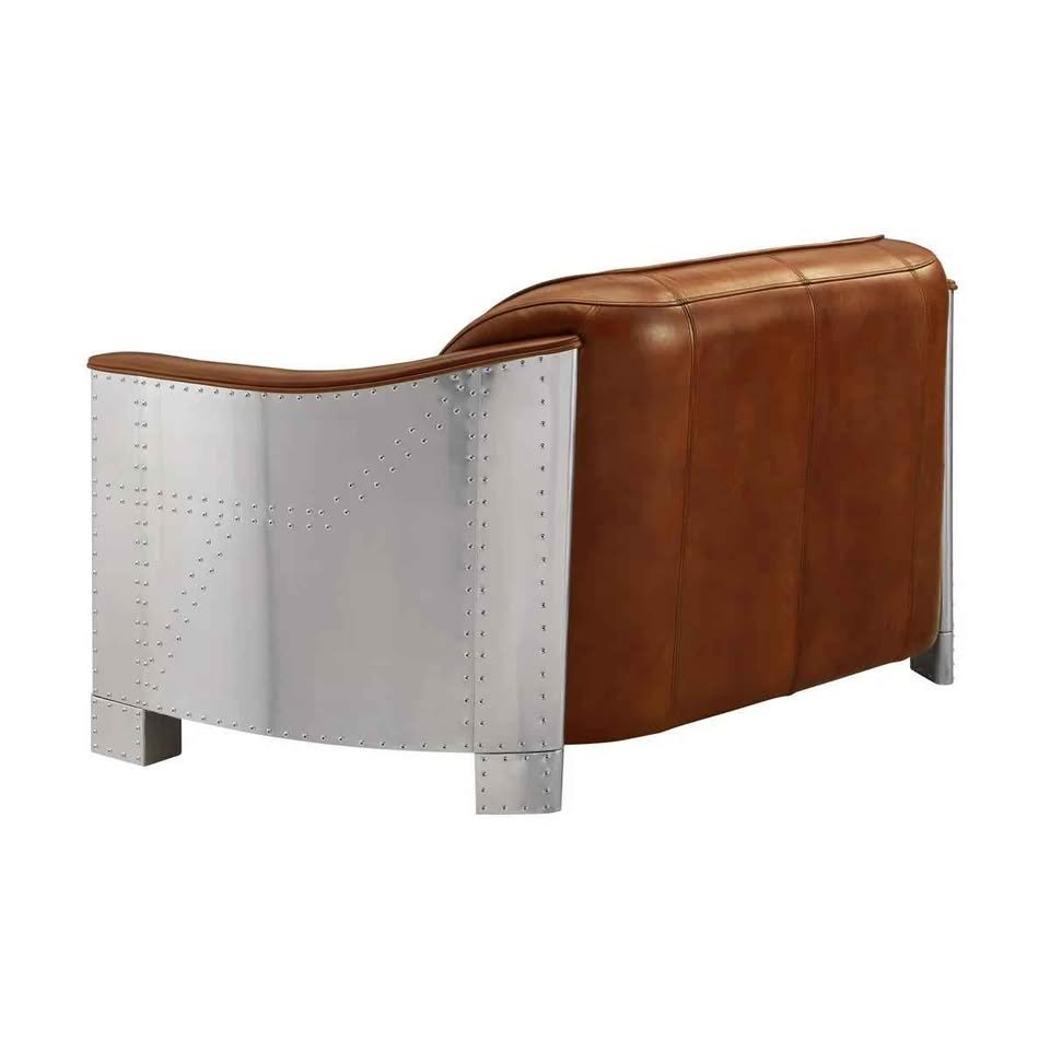 Paynesville Industrial Retro Diamond-Tufted Top Grain Antiqued Leather Loveseat ( Retails $1600.00 ) - Image 4