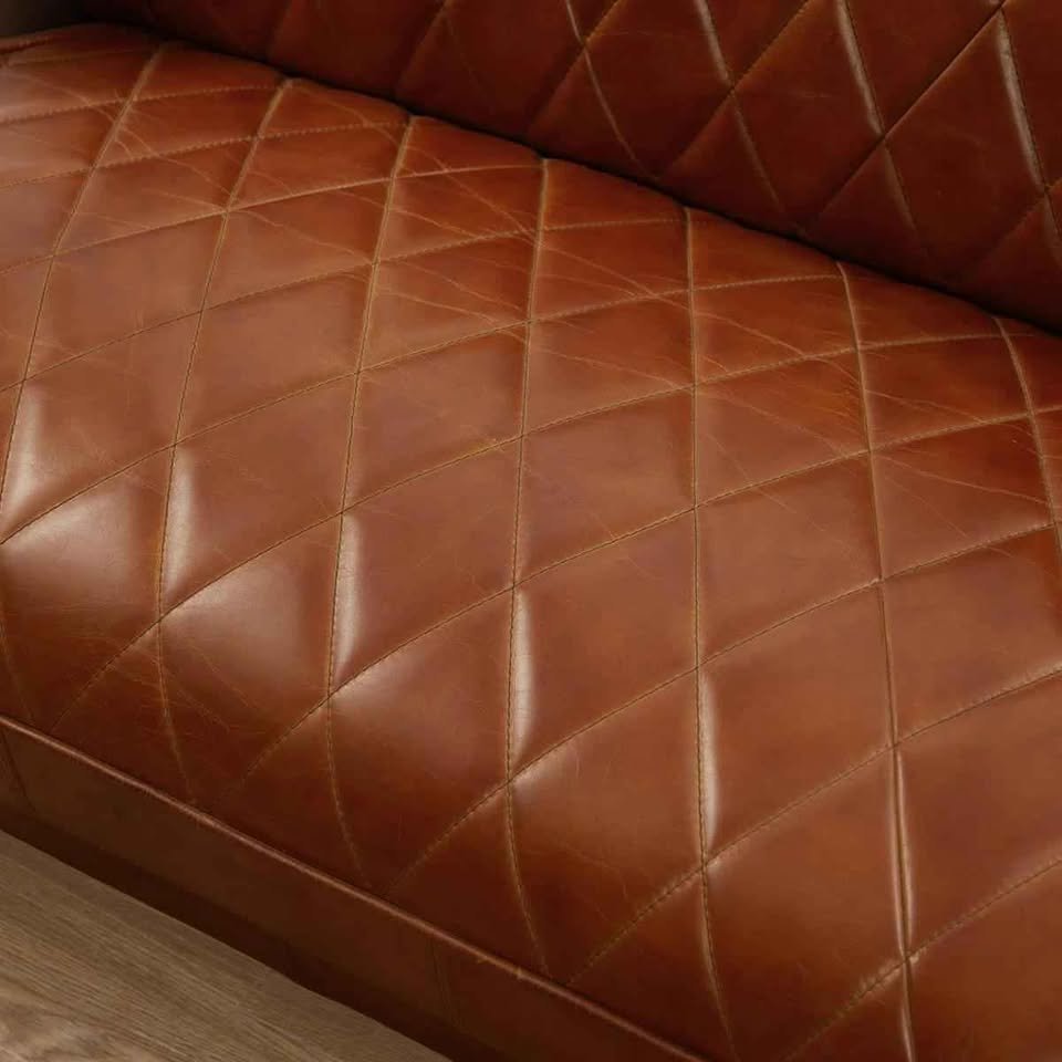 Paynesville Industrial Retro Diamond-Tufted Top Grain Antiqued Leather Loveseat ( Retails $1600.00 ) - Image 5