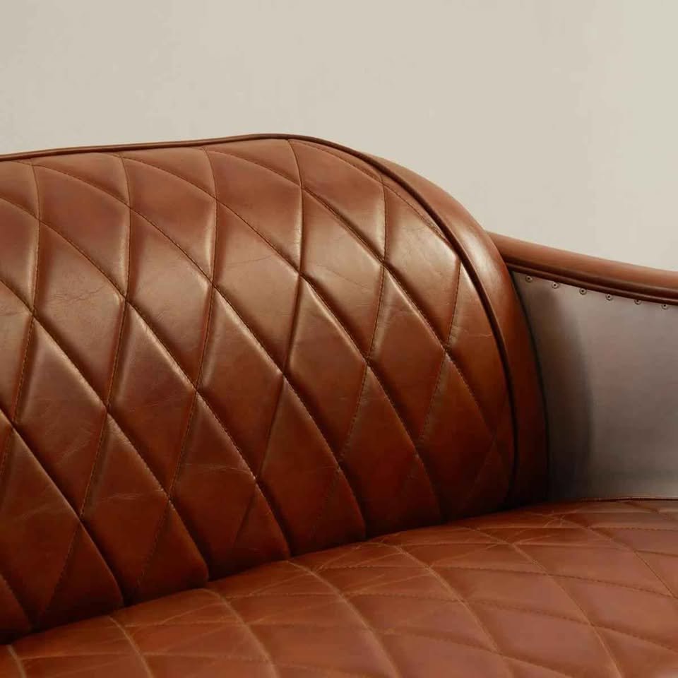 Paynesville Industrial Retro Diamond-Tufted Top Grain Antiqued Leather Loveseat ( Retails $1600.00 ) - Image 6