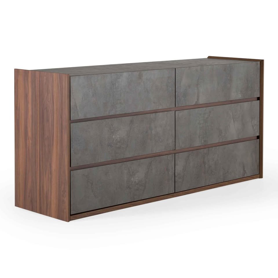Rado Modern Walnut & Stucco Dresser - Image 2