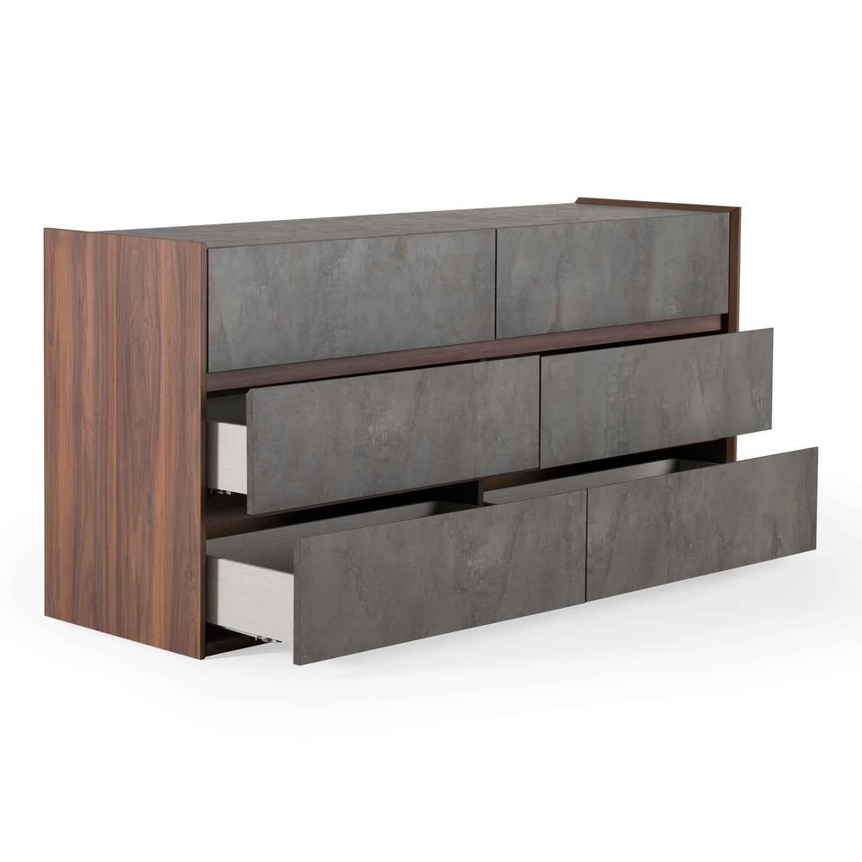 Rado Modern Walnut & Stucco Dresser - Image 3