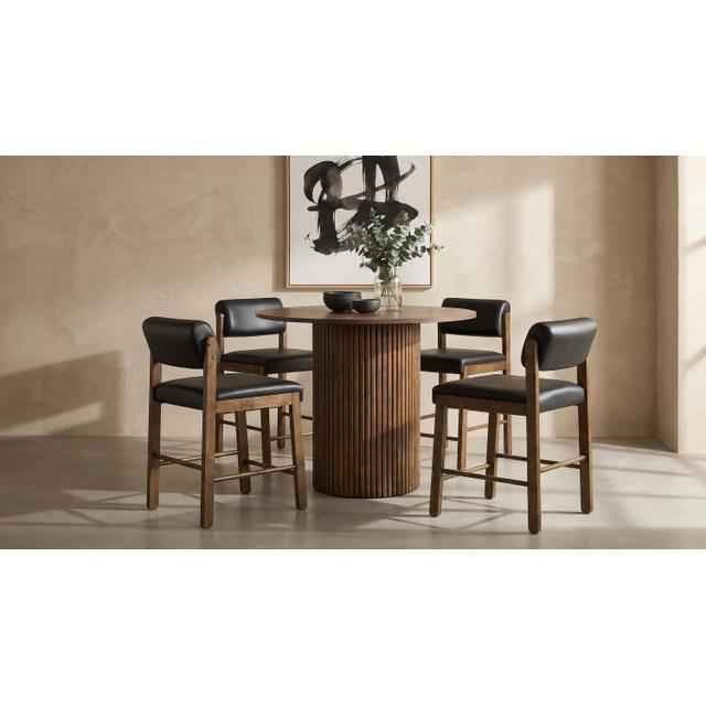 Hamlyn 43-inch Round Wood Counter Height Dining Table Walnut - Image 6