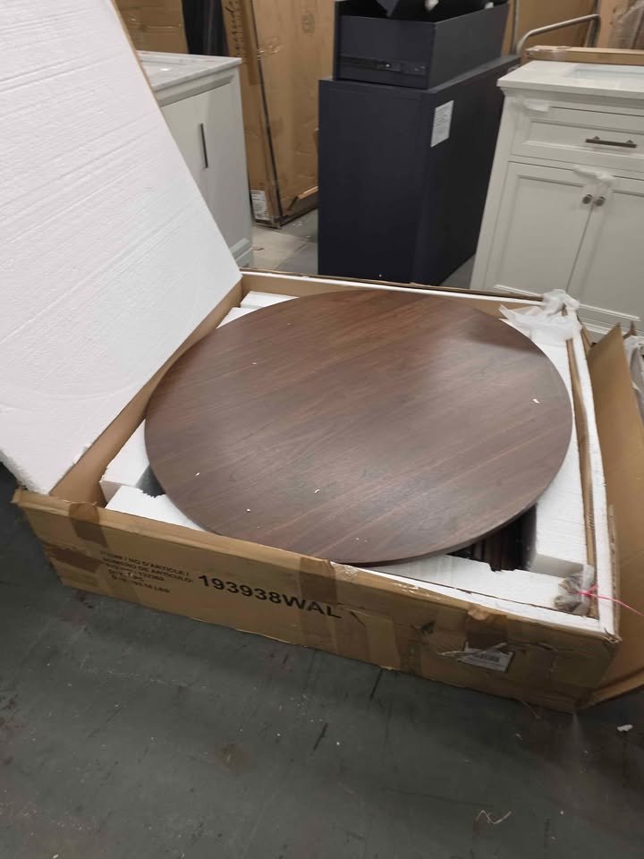 Hamlyn 43-inch Round Wood Counter Height Dining Table Walnut - Image 8