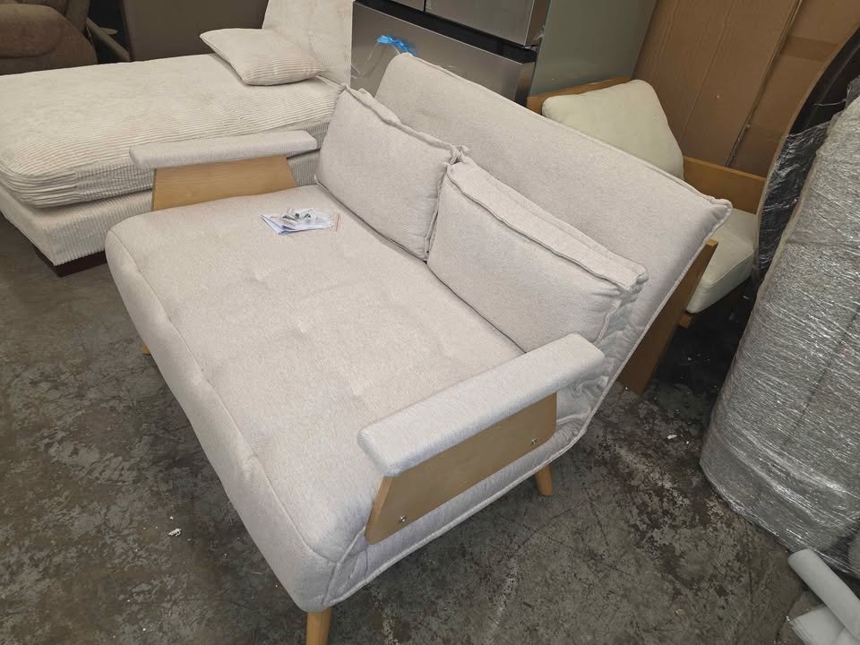 JASIWAY 43.3 in. Beige Twin Sleeper Size Folding Linen Sofa Bed - Image 9