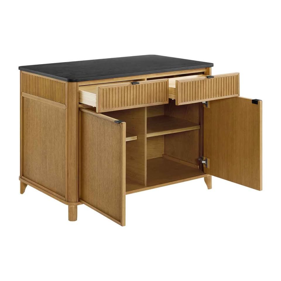 Kathryne 60" Kitchen Island in Oak Quartz Countertop - Image 4