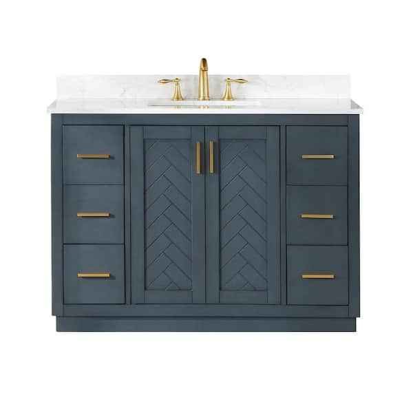 Gazsi 48 in. W Bathroom Vanity in Charcoal Blue with a Composite Stone Top - Image 2