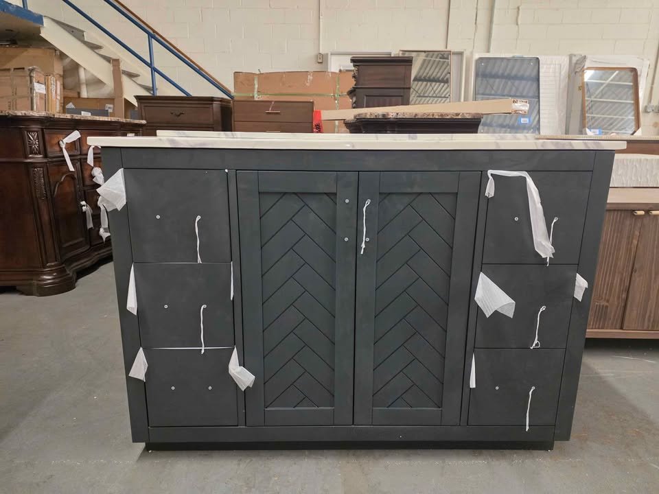 Gazsi 48 in. W Bathroom Vanity in Charcoal Blue with a Composite Stone Top - Image 6