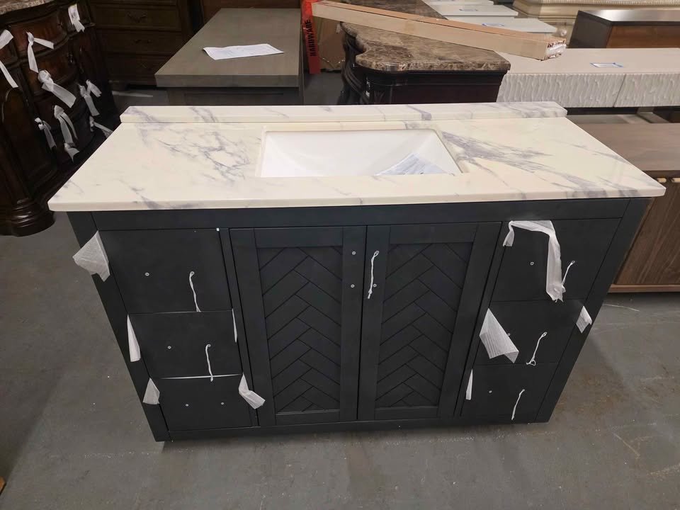 Gazsi 48 in. W Bathroom Vanity in Charcoal Blue with a Composite Stone Top - Image 7