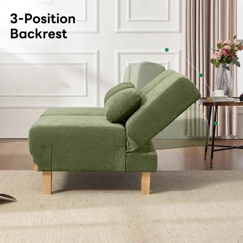 51.9"W Multi-Use Adjustable Chenille Loveseat Upholstery Futon Module - Image 4