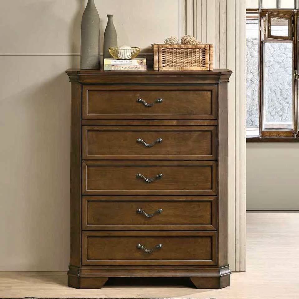 Roundhill Furniture Maderne Traditional Wood 5-Drawer Chest