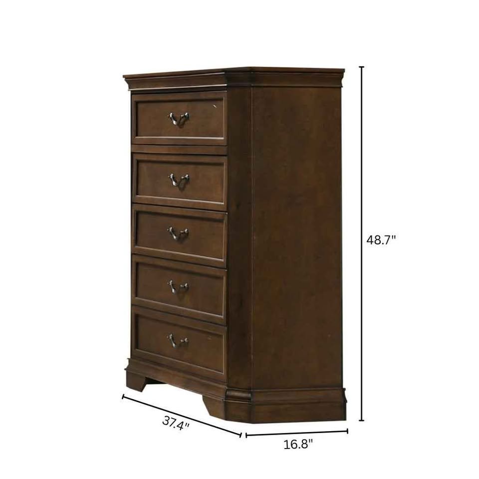 Roundhill Furniture Maderne Traditional Wood 5-Drawer Chest - Image 5