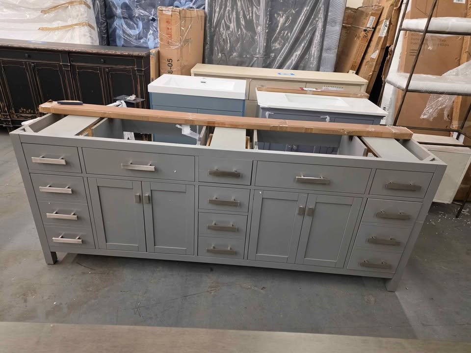 Valentino 84 in. W x 22 in. D x 33.75 in. H Bath Vanity in Gray ( No Top ) - Image 2