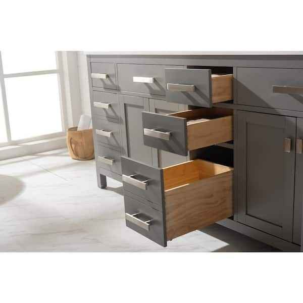 Valentino 84 in. W x 22 in. D x 33.75 in. H Bath Vanity in Gray ( No Top ) - Image 5
