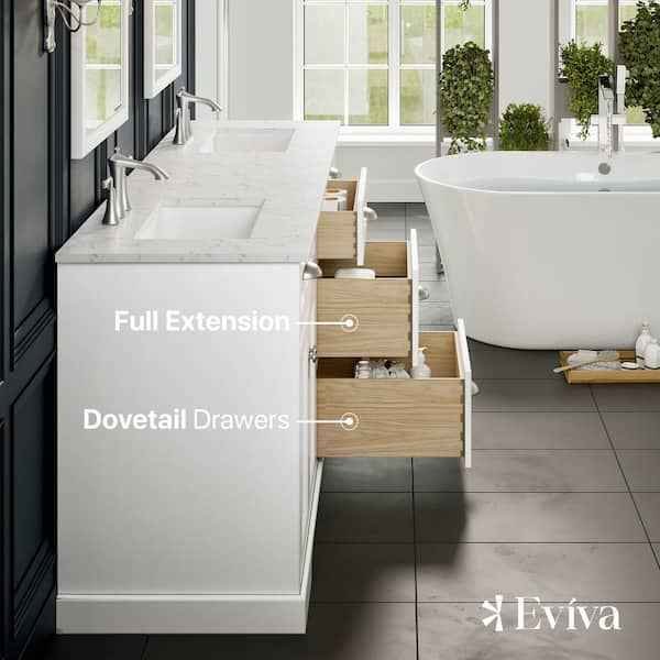Epic 72 in. Double Sink White Bath Vanity with White Carrara Quartz Top - Image 5