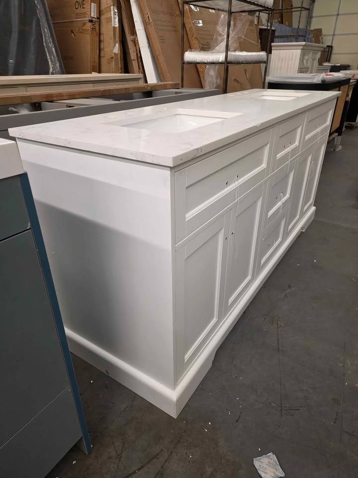 Epic 72 in. Double Sink White Bath Vanity with White Carrara Quartz Top - Image 8