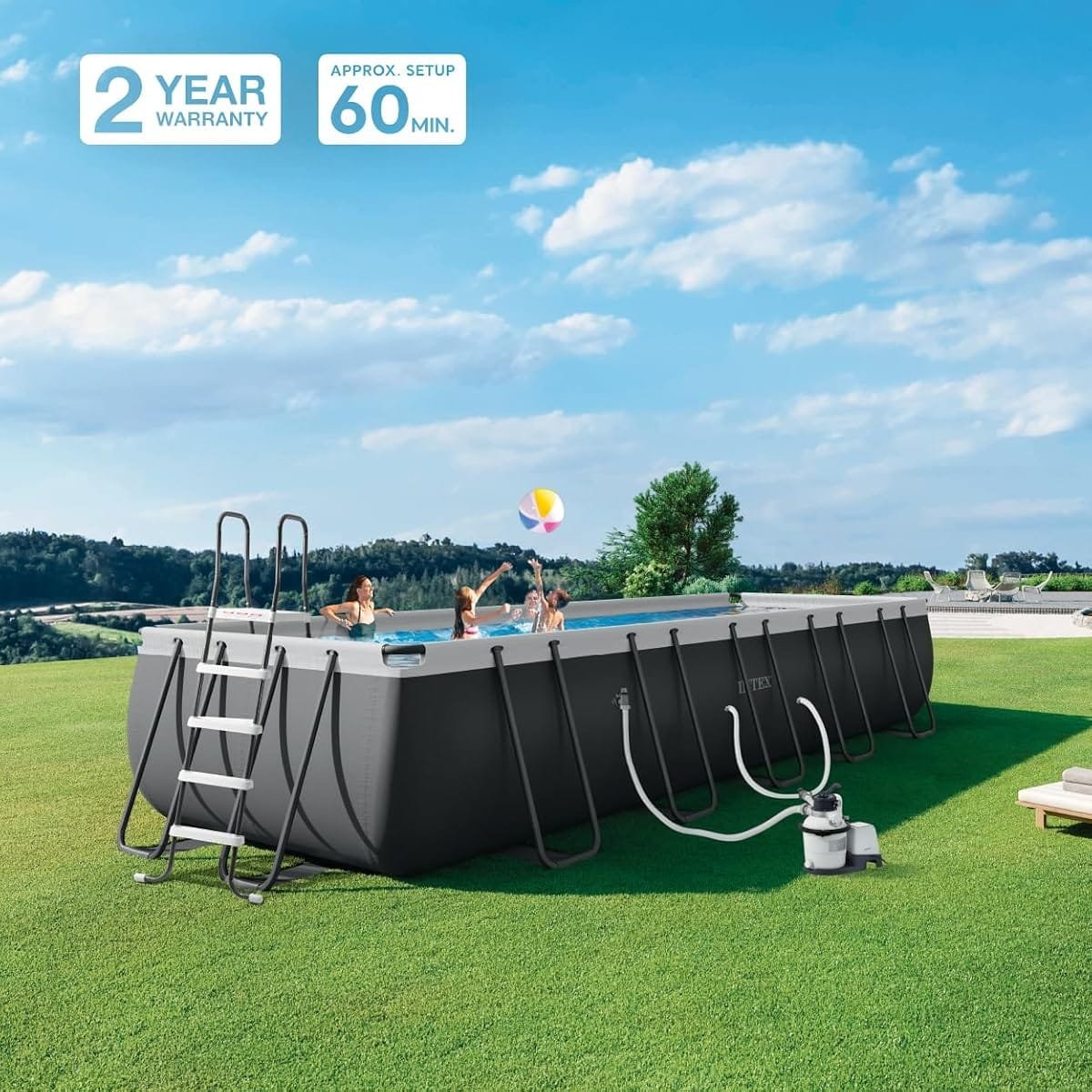 INTEX 26357MZ 20ft x 10ft x 52in Ultra XTR Deluxe Rectangular Above Ground Swimming Pool Set - Image 3