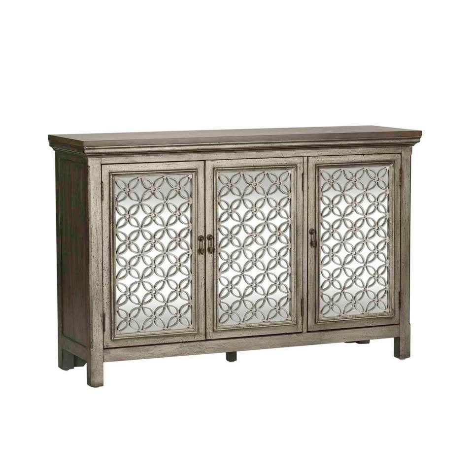 Westridge 3 Door Accent Cabinet in Wire Brushed Gray and White (Slightly damaged in Pictures ) - Image 2