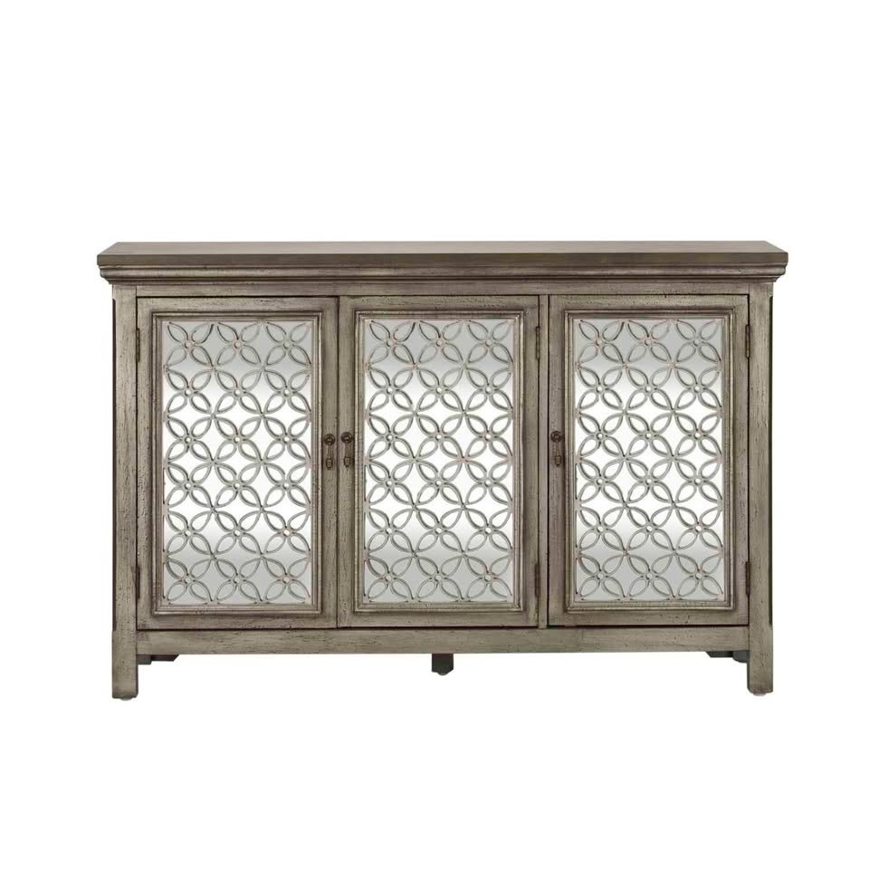 Westridge 3 Door Accent Cabinet in Wire Brushed Gray and White (Slightly damaged in Pictures ) - Image 3